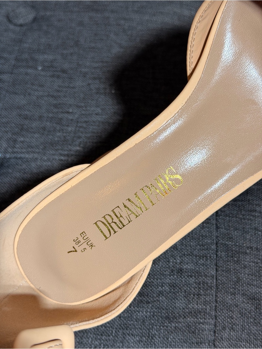 Dream Pairs Beige Ankle-Strap Pointed Toe Block Heels - Picture 7 of 7